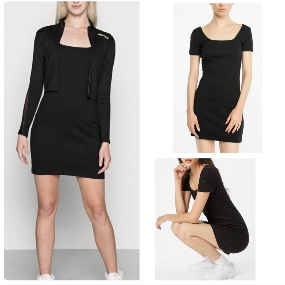 Vibe Short Sleeve Square Neck Bodycon LBD Large NWT